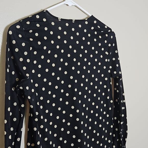 J Crew Tan & Black Polka Dot Ruffle Top Sz XS - Picture 7 of 10